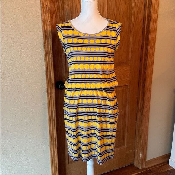 BODEN Polka Dot Striped Scoop Neck Short Sleeve Dress - Picture 8 of 10